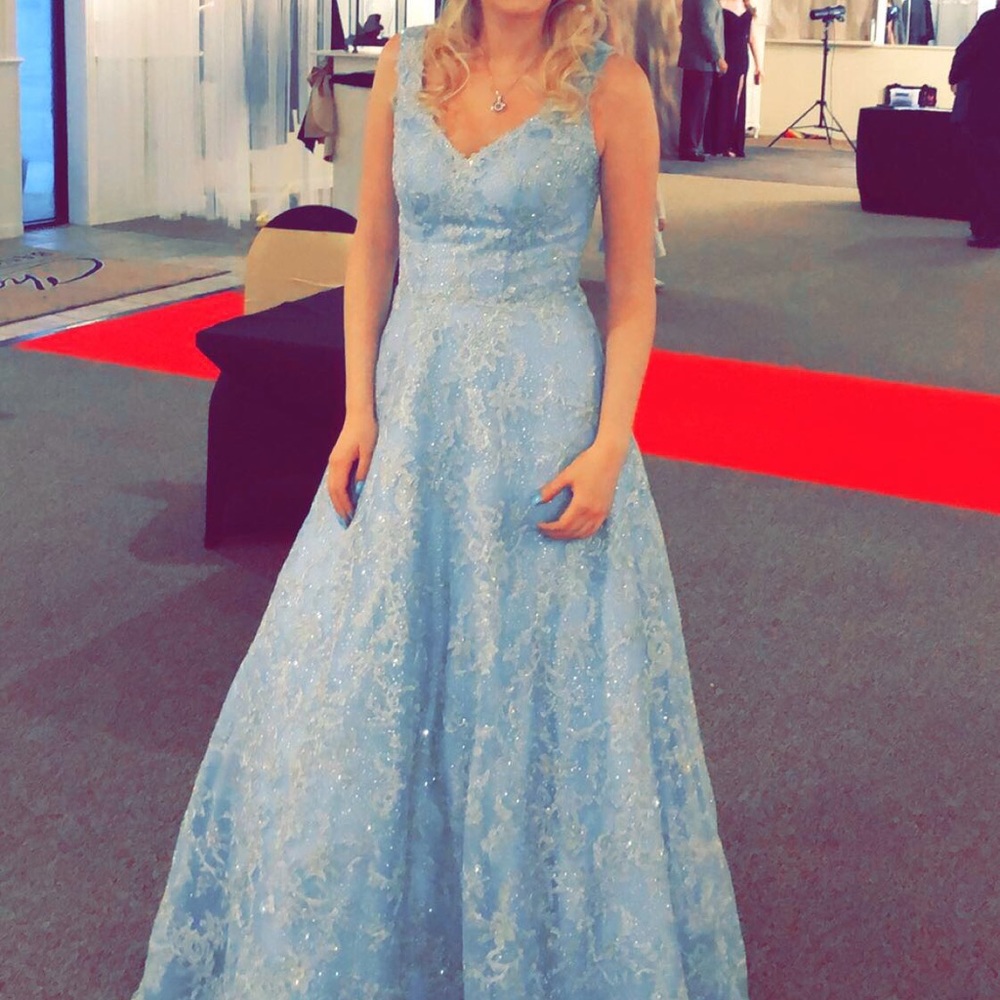 Light blue Cinderella prom dress